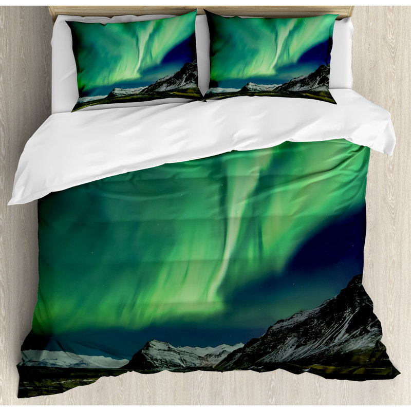 Aurora Borealis King Duvet Cover Set with Pillow Shams