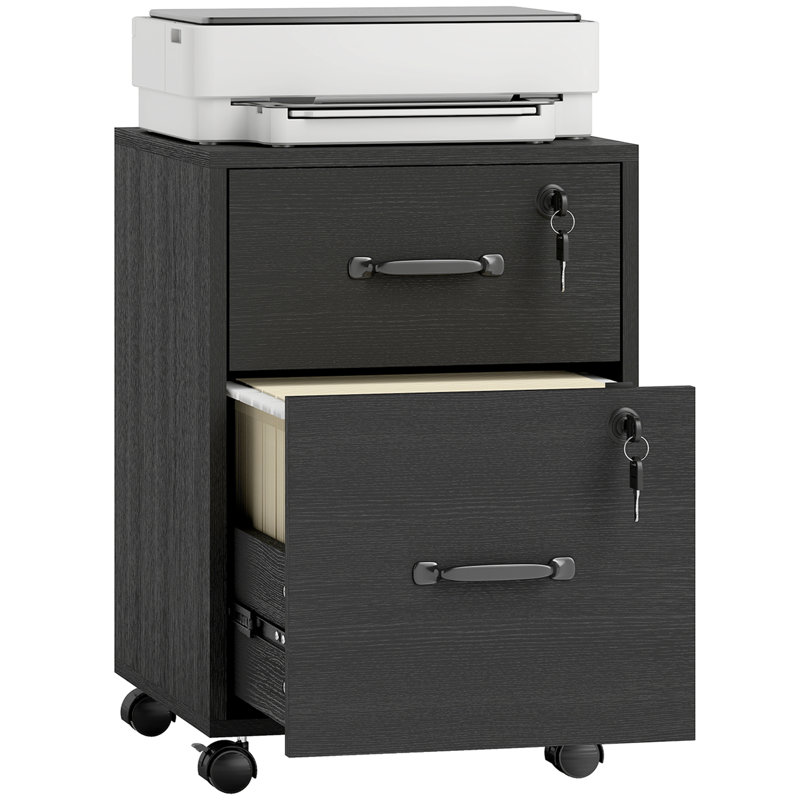 40cm Wide 2 -Drawer File Cabinet, Black