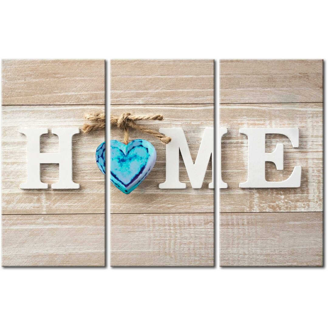 3-tlg. Leinwandbilder-Set Home: Blue Love