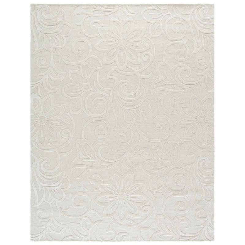 Glamour Hand Tufted Wool; Viscose; Cotton Floral Indoor Rug, Rectangle 8' x 10'