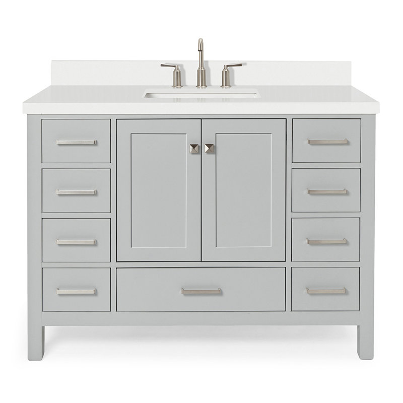Cambridge 49'' Single Bathroom Vanity with White Quartz Top, Gray