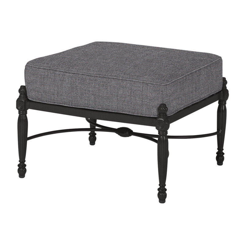 Bel Air Outdoor Ottoman, Cast Slate Sunbrella® Plainweave, Midnight Gold