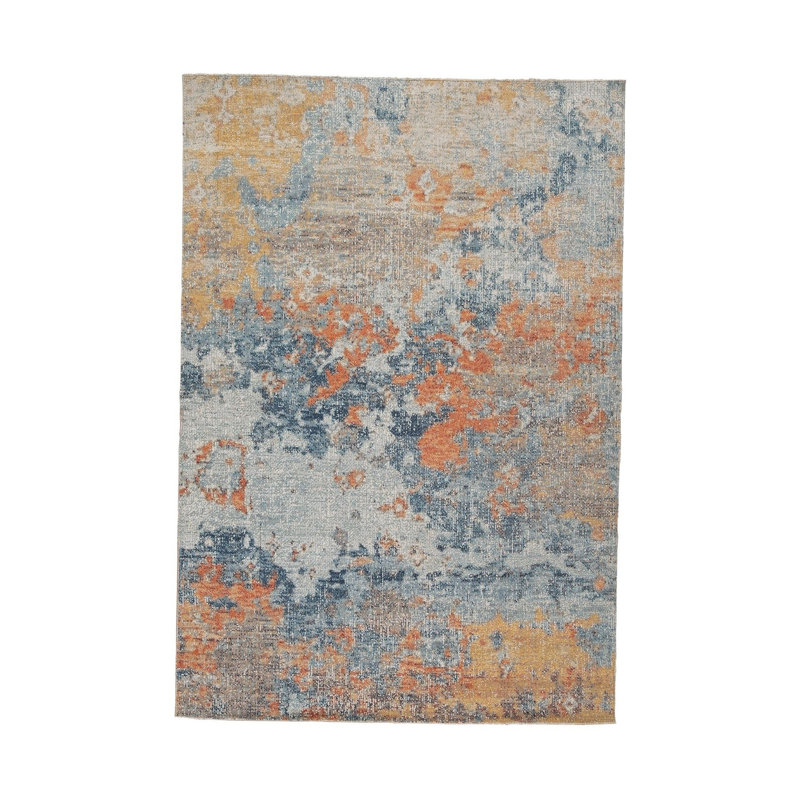 Allen Area Rug, Indoor Outdoor, Bright Multicolor Abstract Polyester, Rectangle 7'10" x 10'