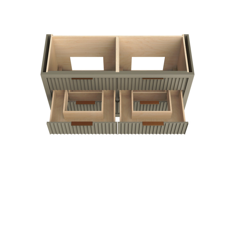 Lecrieú Double Drawer Bath Vanity, French Olive, 60", Champagne Bronze