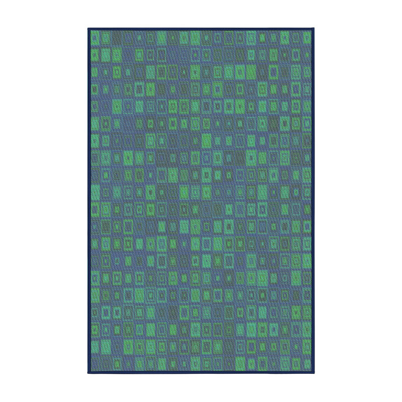 Tapis géométrique vert / bleu, Rectangle 8 pi x 12 pi