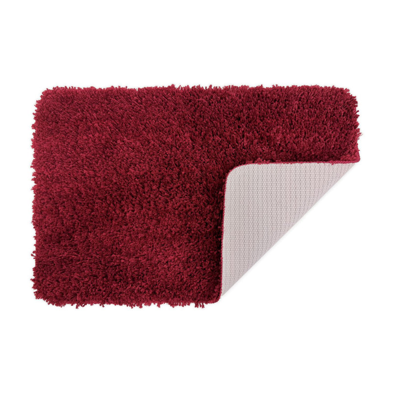Agniete Small Shaggy Bath Mat, Burgundy