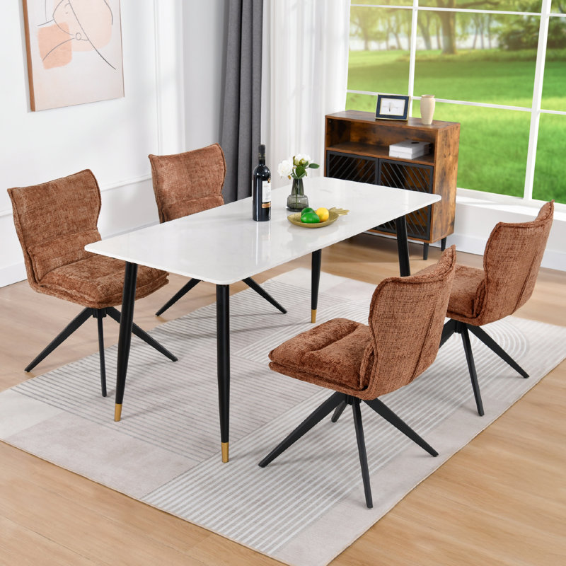 Chaise de salle à manger moderne à dossier rembourré avec coussin souple et siège ergonomique, 4, Terracotta