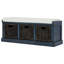 Banc de rangement rustique avec 3 paniers en rotin classiques amovibles, banc d'entrée avec coussin amovible-37561745