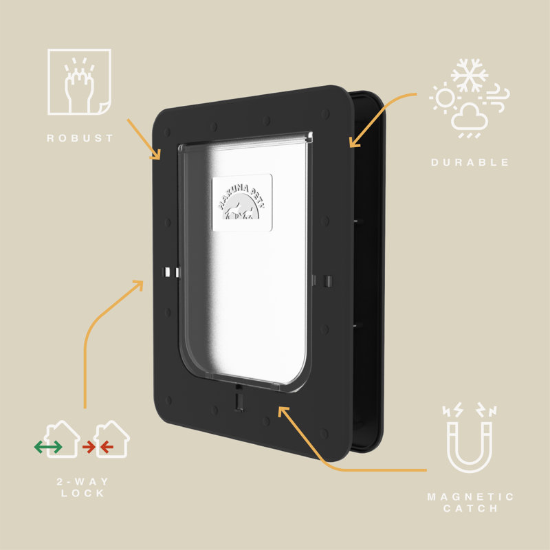 Medium Black Polycarbonate Pet Door with Lock