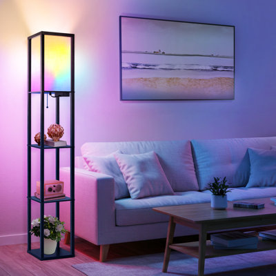 Nevaen 63'' Column Dimmable LED Floor Lamp with Remote&Shelves