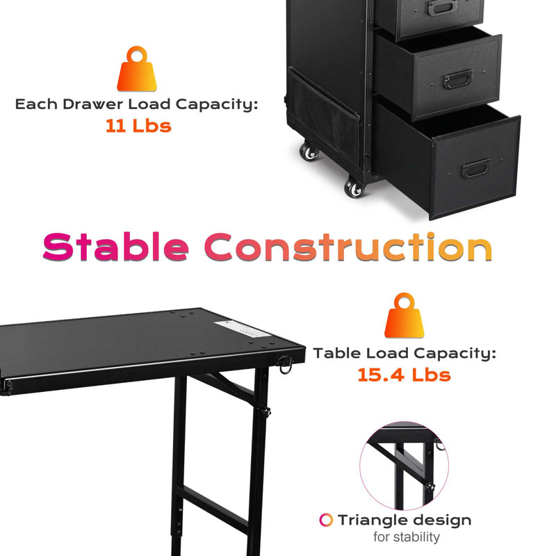 FlexiMod Black Mobile Makeup and Manicure Workstation