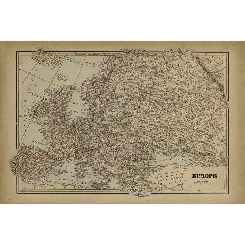 Vintage Map Of Europe by Vision Studio - Wrapped Canvas Art Prints, 30cm H x 46cm W x 3.8cm D