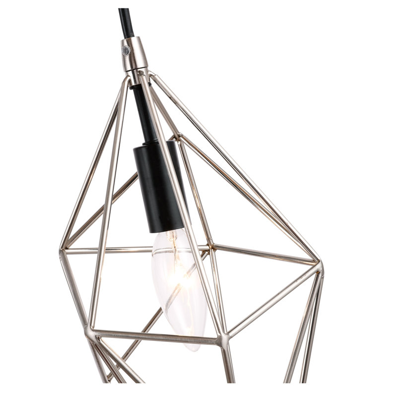 Luminaire suspendu géométrique à 1 lumière Luverne, Nickel / noir