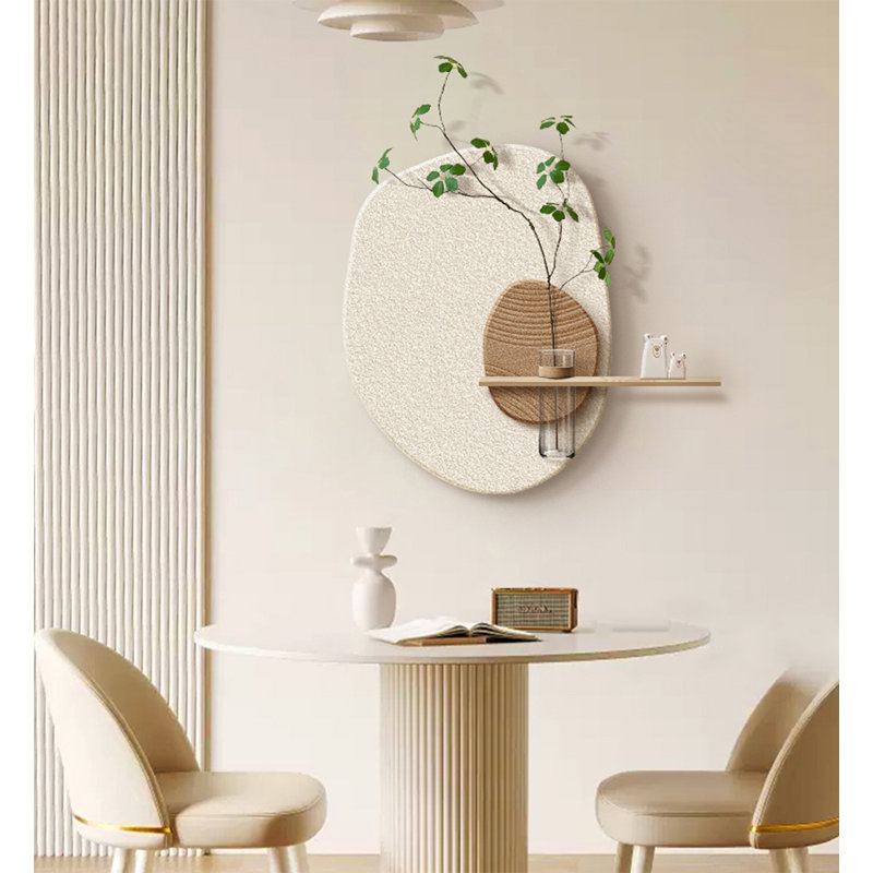 Décoration murale grès de plantes crémeuses de style vert hydroponique, H 43,31 po x l 39,37 po x P 0,79 po
