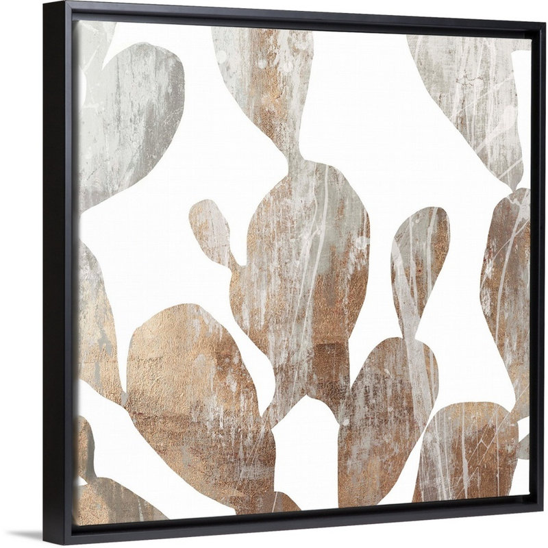 Feuillage en marbre II-impression sur toile, Cadre noir, H 32 po x l 32 po x P 1,75 po