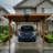 18.3 x 12.6 x 7.8 FT Heavy Duty Wooden Carport - Steel Slanted Hardtop Roof Gazebo, Multi-Functional Utility Outdoor Vehicle & Storage Shelter