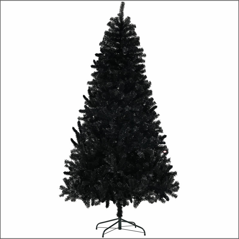 Arbre de Noël artificiel de 6 pi de hauteur, arbre de Noël non éclairé avec 1000 pointes de branches, ouverture automatique, base en acier, décoration des Fêtes pour bureau personnel, noir