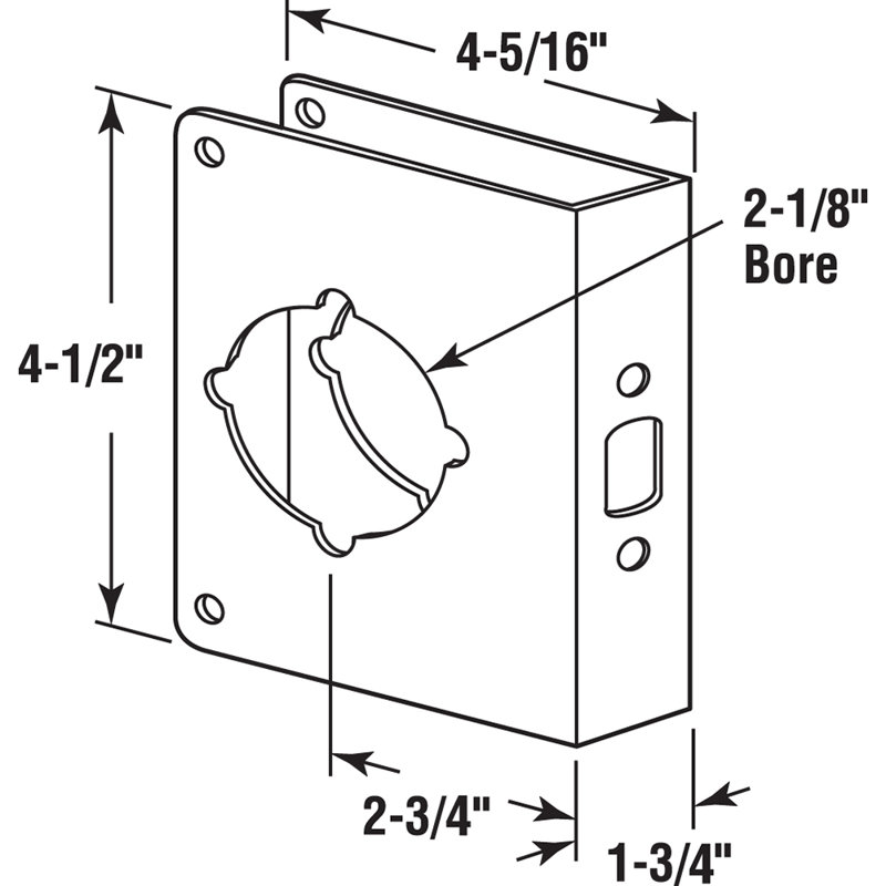 Prime-Line Lock and Door Reinforcement Plate (Single Pack), Brass, 5.25" H x 5.55" W x 2.35" D