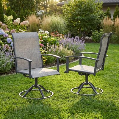 Patio Dining Swivel Chair Set Of 2