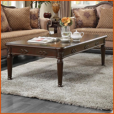 Espresso Turned-Leg Coffee Table: Easy Assembly, Durable Thick Top for Any Room Style