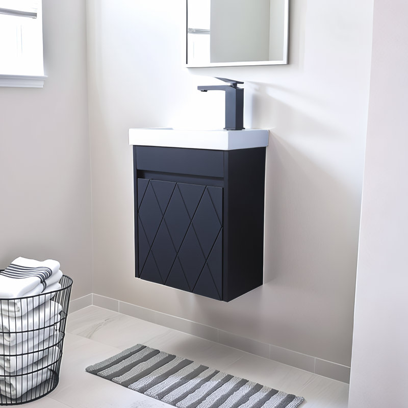 Ensemble de meuble-lavabo simple 16 po noir