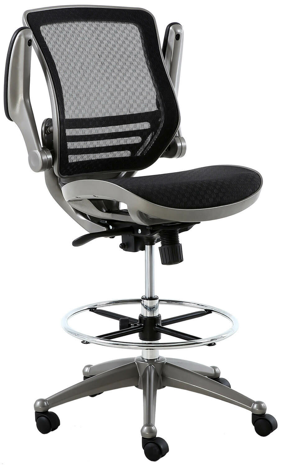 Mesh Drafting Chair Mid Back Office Chair Adjustable Height w/Footrest  Armless