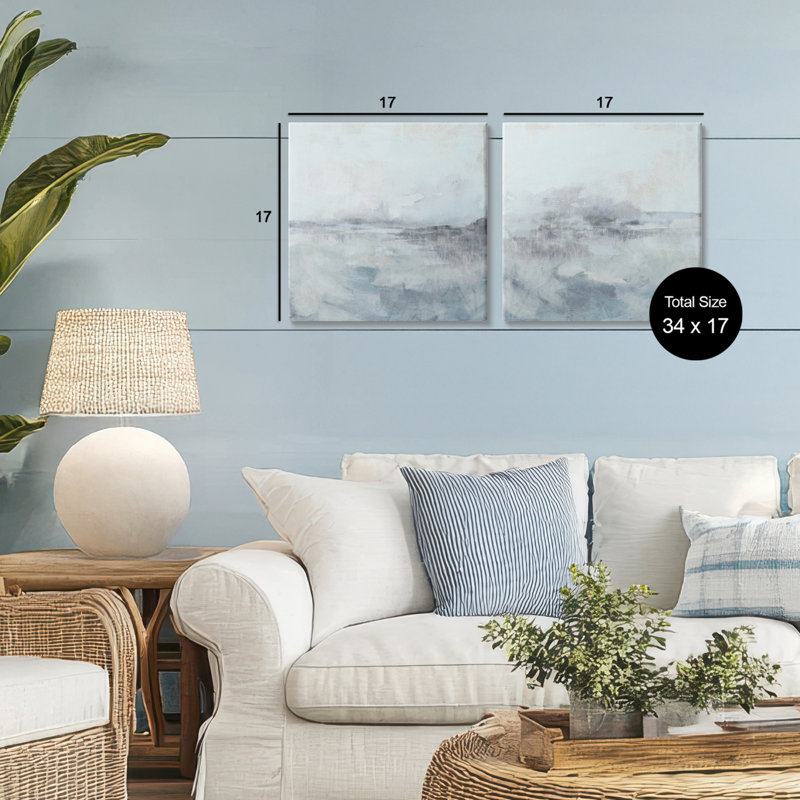 Ensemble de 2 toiles Misty Horizon View, design par June Erica Vess, H 17 po x l 17 po