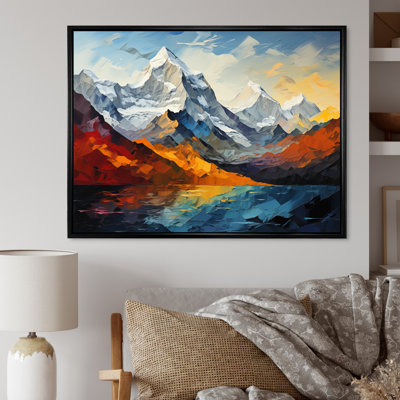 Collage de montagnes majestueuses jaune sarcelle - impression