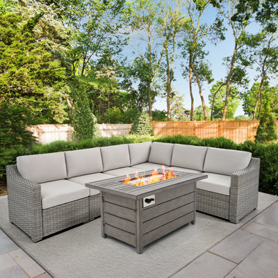 Mohib Rectangle Aluminum Propane Smokeless Fire Pit Table with Hidden Fuel Tank