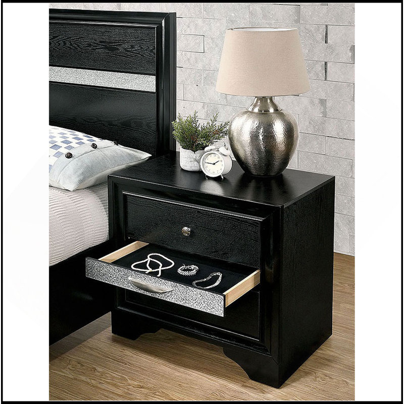 Table de chevet contemporaine 1Pc, Noir