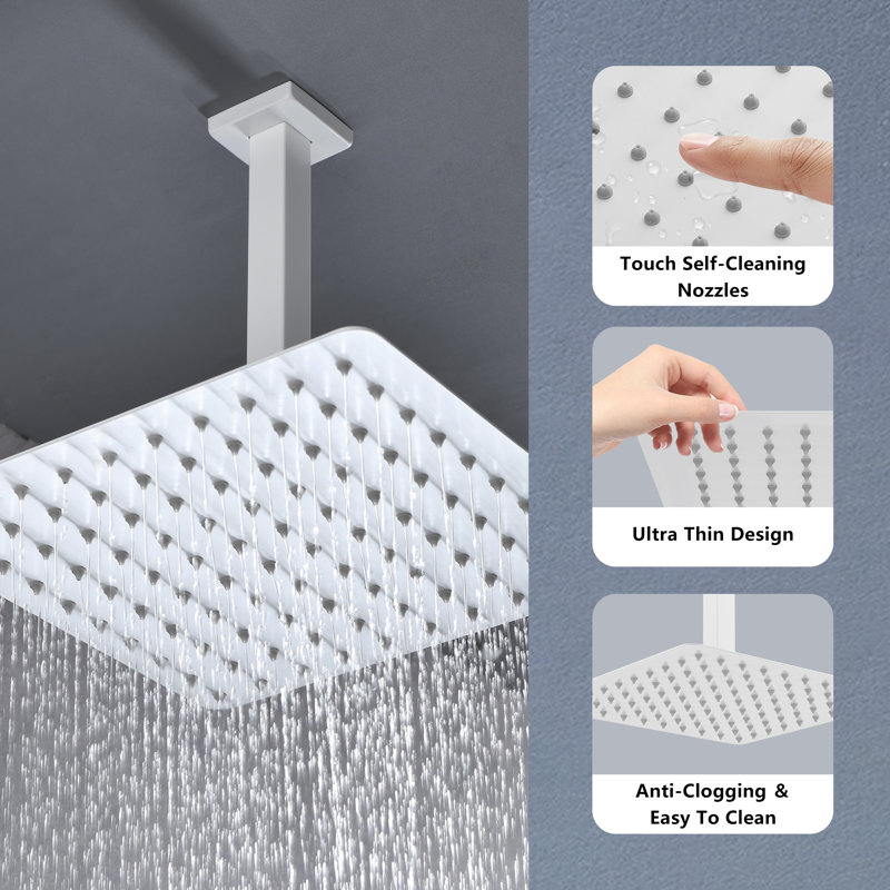 Rain Fixed Shower Head, White