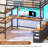 Full-size Loft Bed With U-shaped Desk, 7 Storage Drawers And Charging Station, Metal Full-size Loft Bed With Led Light And 2-tier Storage Shelves, Upper Bunk With Safety Rails And Ladder, Black-1083042167