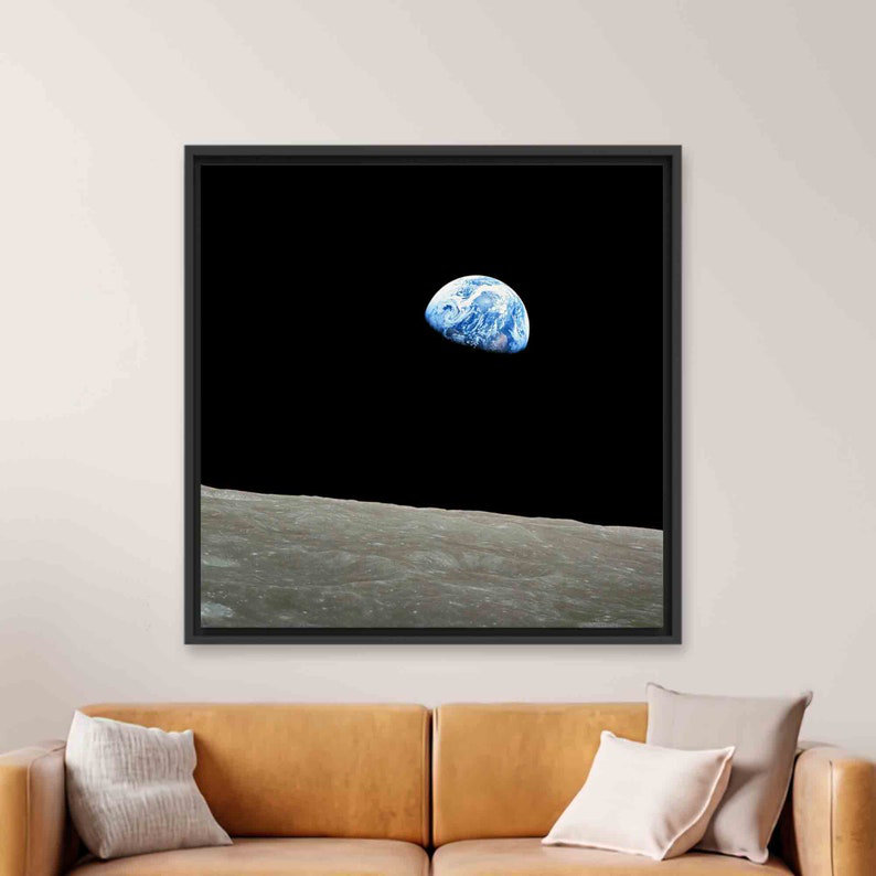 Print on Canvas, 80 cm H x 80 cm W, Framed Print without Mat, Black