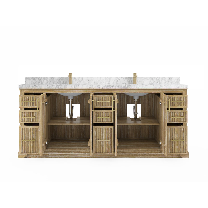 Ensemble de meuble-lavabo double 84 po Boonton, Marbre blanc