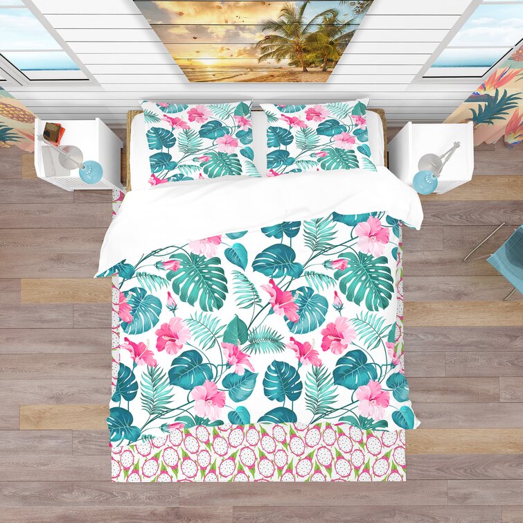 DesignArt Coastal Floral Duvet Cover Set | Wayfair