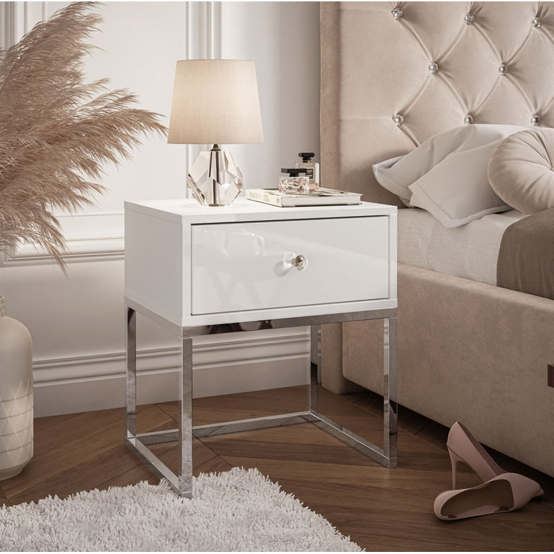 Benno 1 Drawer Bedside Table, White