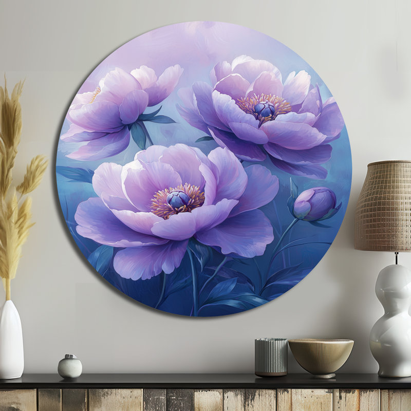 Keelia - reproduction d'art traditionnelle mauve en métal, H 16 po x l 16 po