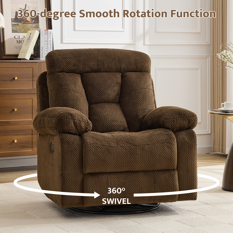 37.4" Wide Super Soft Padding Manual Recliner With Swivel And Rocking