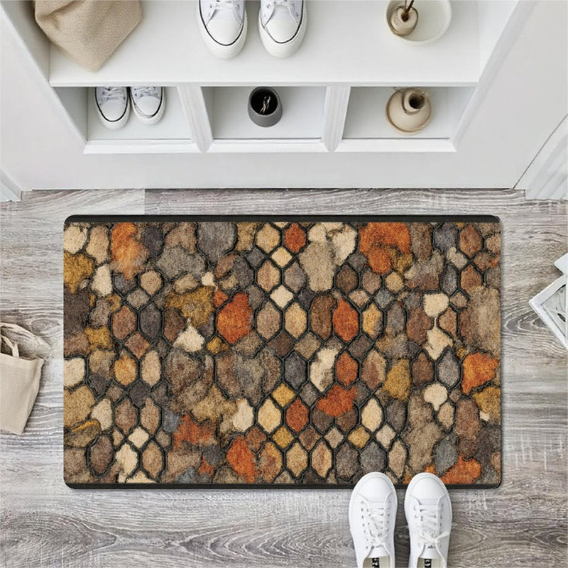 Cobblestone Texture Pattern Doormat, 24L x 36W, for Entrance Porch