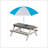 Wooden Kids Picnic Table, Sand And Water Table With Umbrella, Activity Table For Outdoor Backyard Patio Play