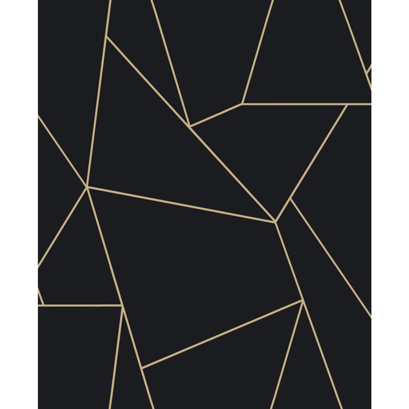 Nazca Geometric Metallic Wallpaper Roll, Black/Gold