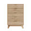 73cm W 5-Drawer Tall Chest, Nordic Minimalist Dresser with Metal Handles, Natural Oak Effect