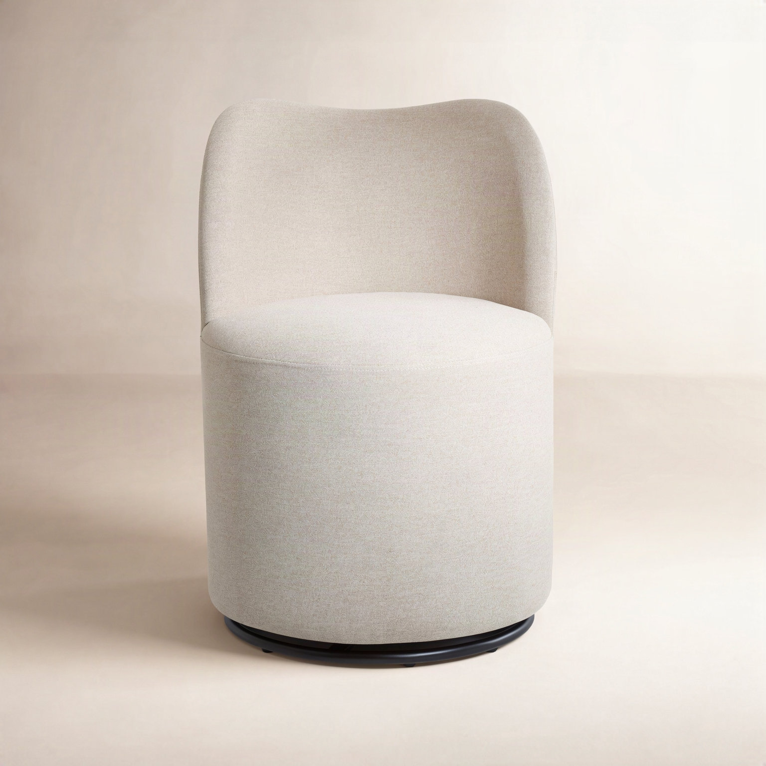 Basel Swivel Dining Chair, Effie Linen Performance Fabric
