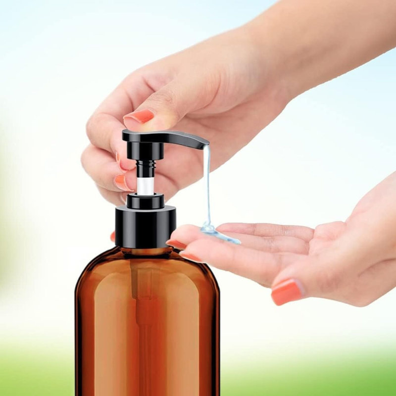 Ensemble de 2 bouteilles de pompe en plastique Amber