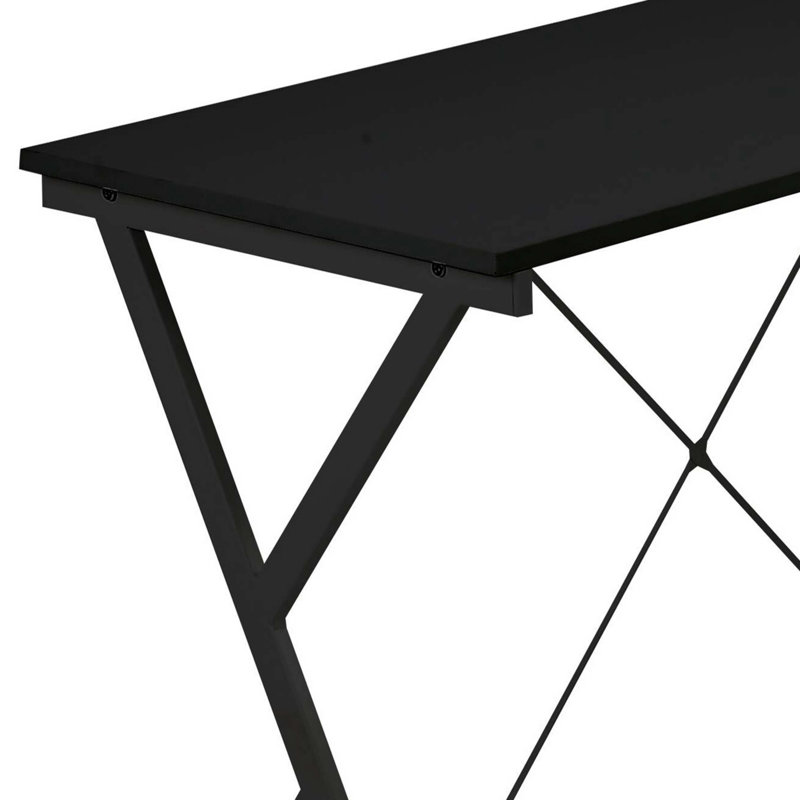 Bureau d'ordinateur en L noir avec support pour unité centrale, Noir