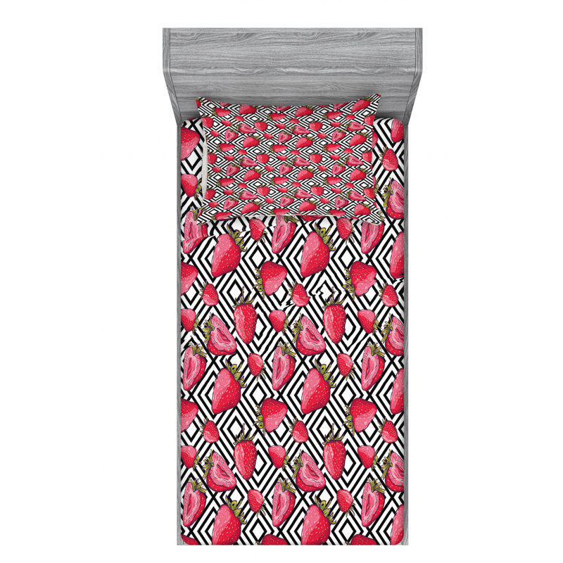 Microfiber Geometric Sheet Set, Twin Sheet Set with Pillowcase