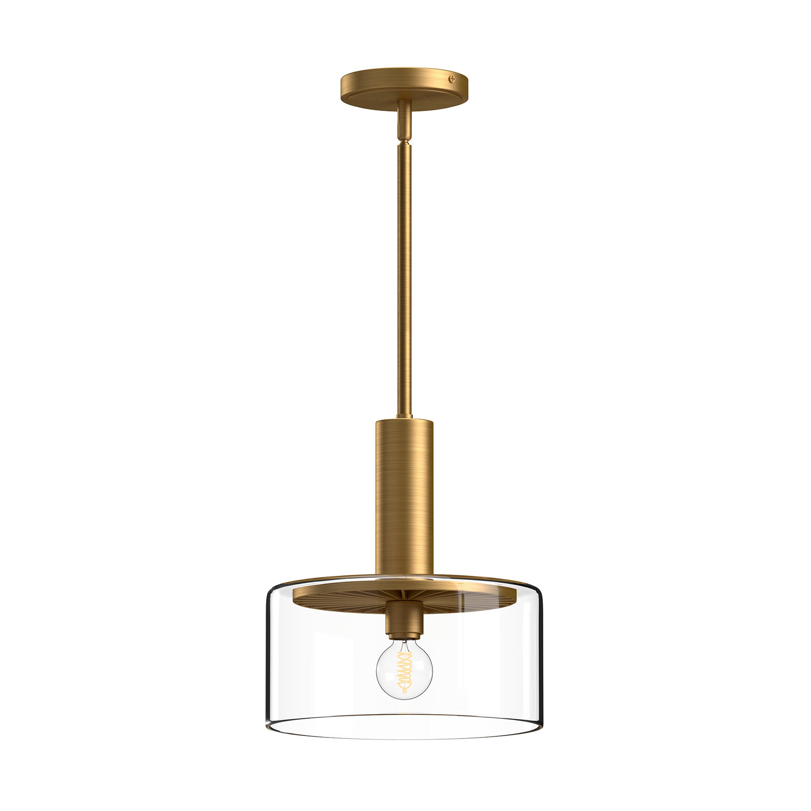 Single Light Glass Pendant, Aged Gold
