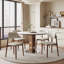 Ensemble de 4 chaises de salle à manger en bois massif, structure en noyer et assise rembourrée en chenille beige, chaises de style campagnard pour cuisine ou salle à manger, renforts métalliques en forme de X, montage facile