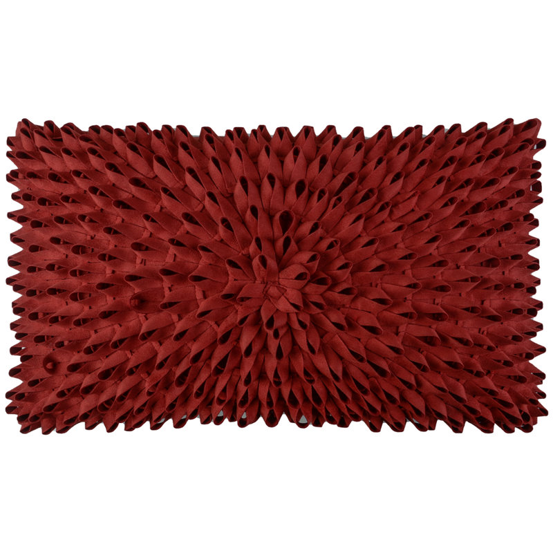  Rectangular Accent Pillow Cover Embroidered Throw Pillow Case Simulation Applique Cushion Cover, Rust Red
