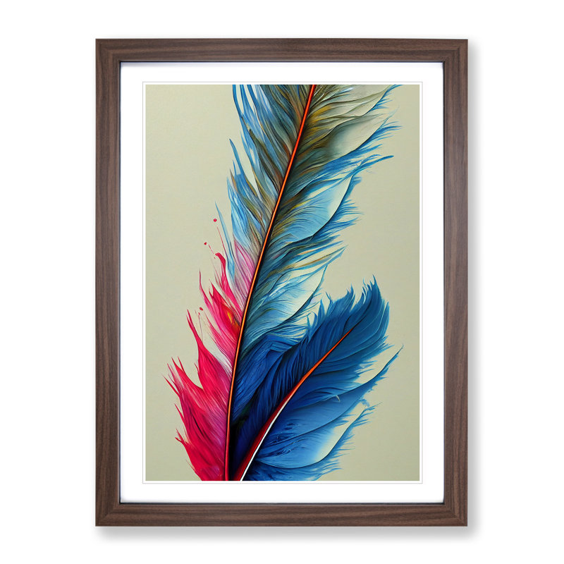 Unified Feathers - Single Picture Frame Painting, 46cm H x 34cm W x 2cm D, Walnut 